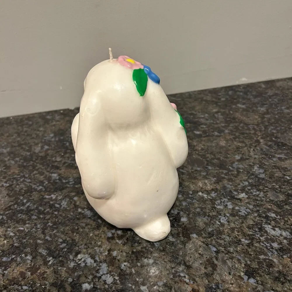 Vintage Wax Bunny Candle Easter Decoration Chabby Chic carrot